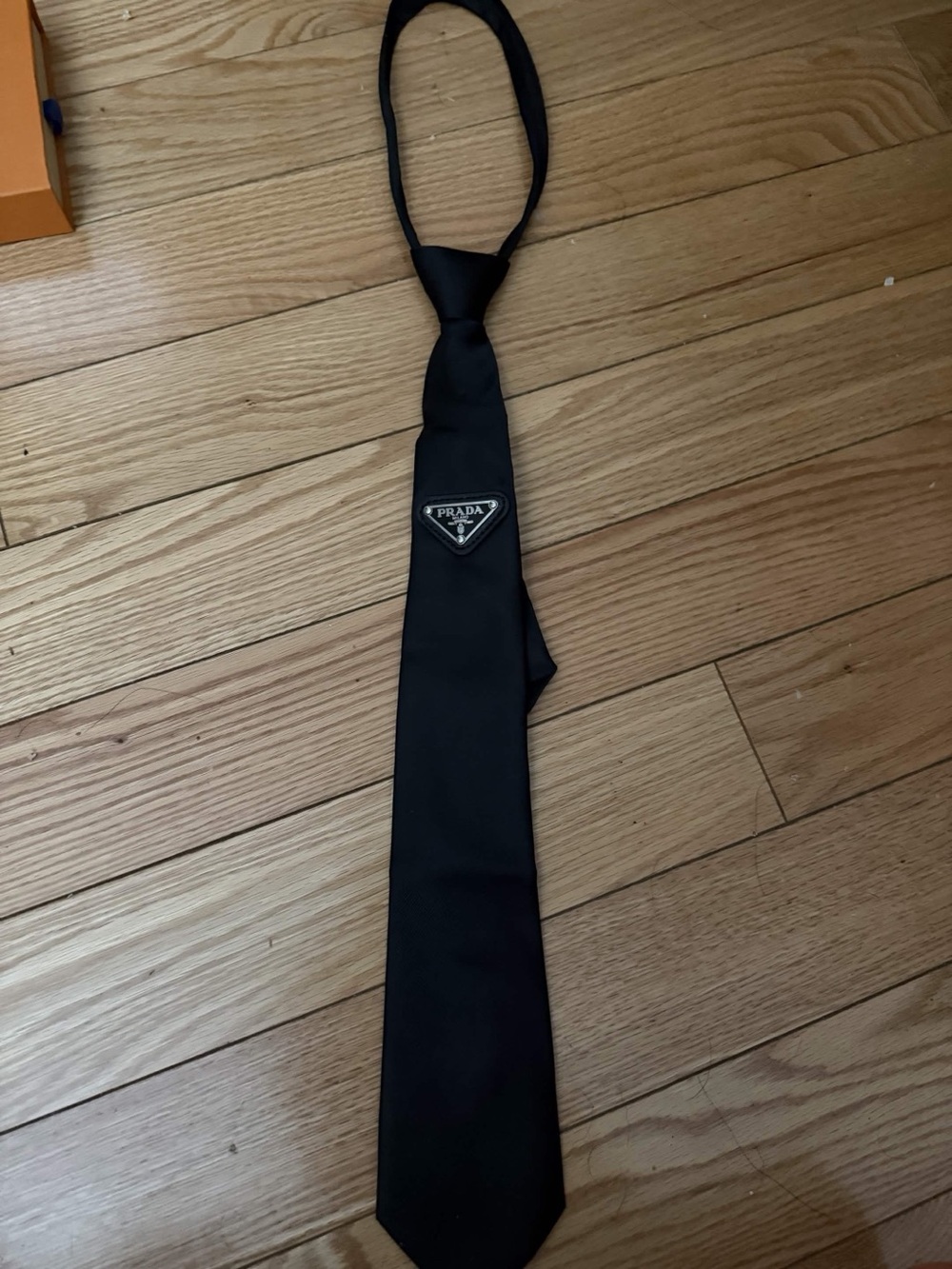 Prada Black Neck Tie with Triangle Logo